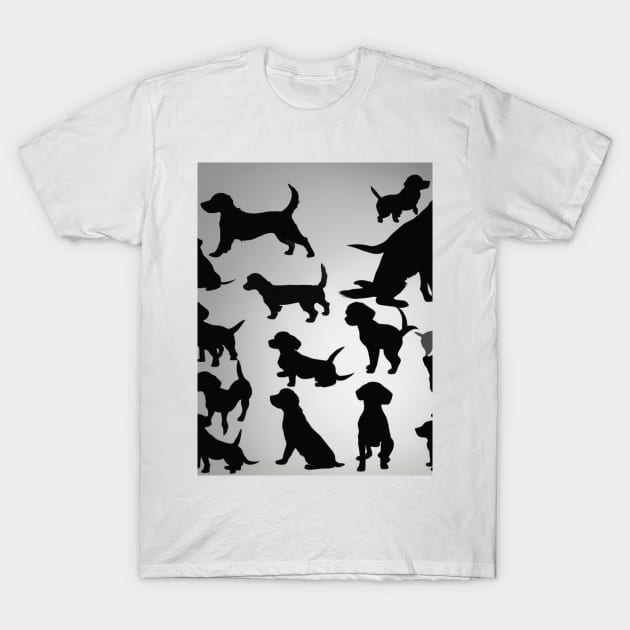 Puppies Shadow Silhouette Anime Style Collection No. 85 T-Shirt by cornelliusy